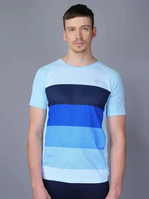 Crew neck classic Men Stripe Slim Fit Crew Neck T-shirt with TECHNO COOL
