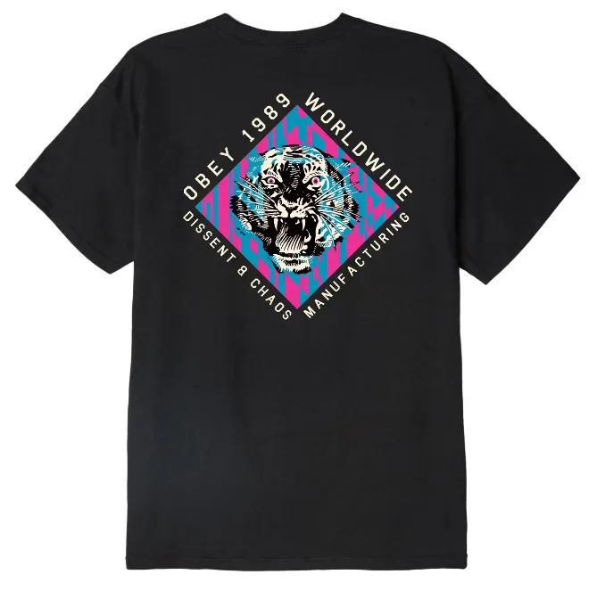 Oversized Cut Weekend Comfort Wear Obey maglietta manica corta da uomo Dissent & Chaos Tiger 165262584 nero