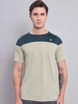 Boat neck style tall size Men Colorblock Slim Fit Crew Neck T-shirt with TECHNO COOL 