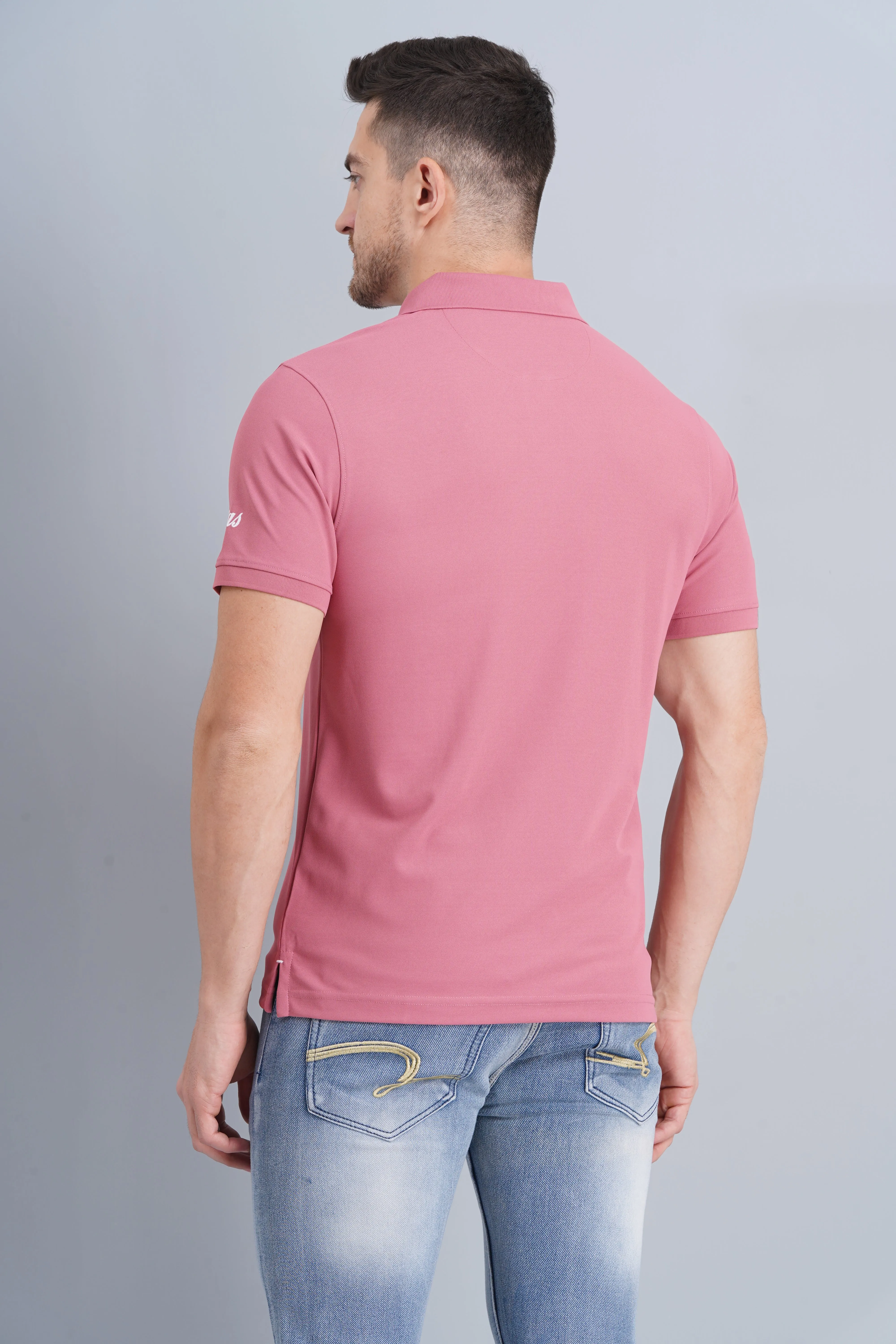 Men's Polo T Shirt Tejas Heather Rose Short Sleeve SoftTouch Collar Lining
