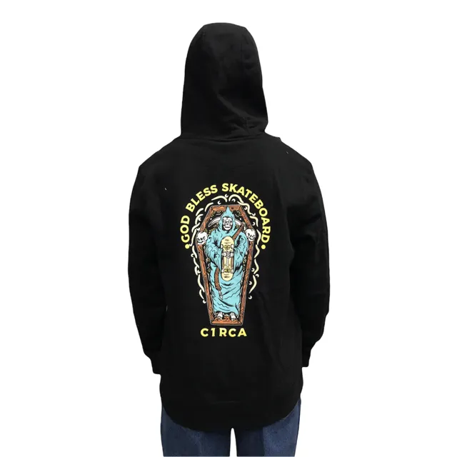 C1RCA felpa da uomo con cappuccio God Bless MH0117 nero casual top Zip Closure