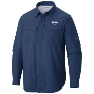 Columbia Men Blue Cascades Explorer Long Sleeve Shirt (Sun Protection) FlexibleWaistband Ergonomic Cut