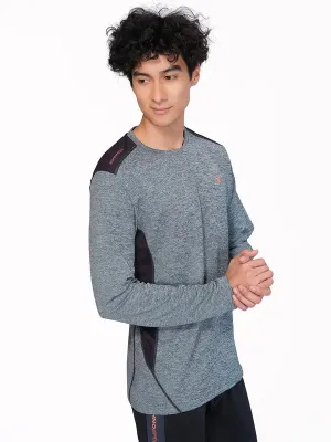 Men Melange Slim Fit Crew Neck T-shirt with DOUBLE COOL Teenager coolness