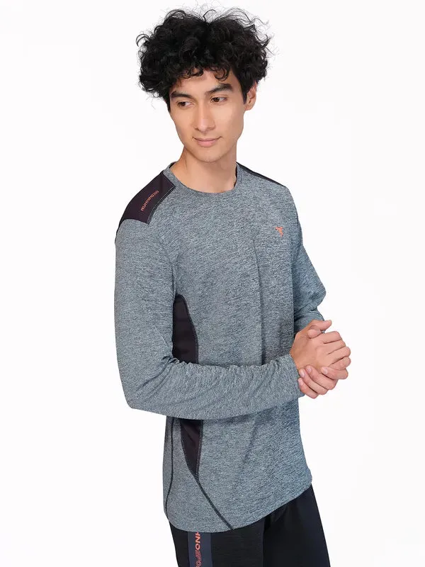 Men Melange Slim Fit Crew Neck T-shirt with DOUBLE COOL Teenager coolness