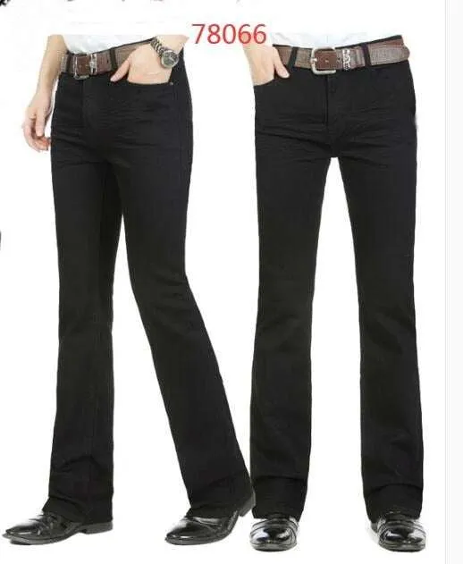 Men's Mid-Rise Jeans Elastic Flare Jeans Fashion Men Flare Jeans Style Appropriate Work Friendly