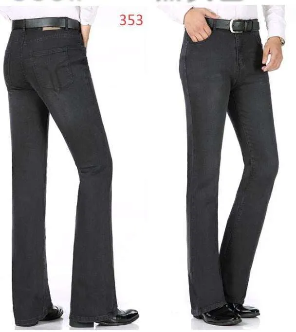 Men's Mid-Rise Jeans Elastic Flare Jeans Fashion Men Flare Jeans Balanced Style Bold Earthy