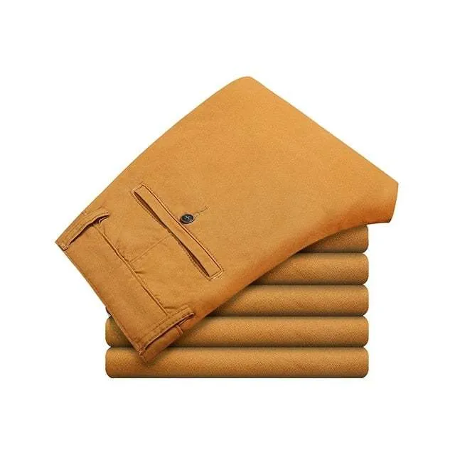 Retro cool Men's Cotton Casual Pants  Stretch Male Trouser Long Straight Pants