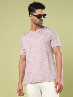 Men Jacquard Slim Fit Crew Neck T-shirt with DOUBLE COOL Microfiber Blend Smart Layering