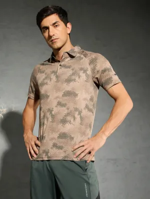 Men Printed Slim Fit Polo T-shirt with TECHNOCOOL  Halo Glow Conscious Core