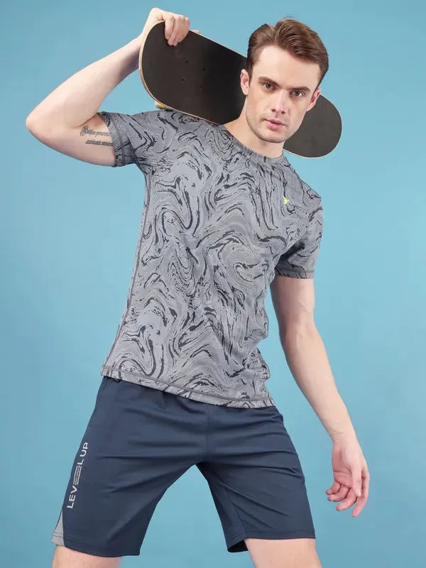Men Jacquard Slim Fit Crew Neck T-shirt with DOUBLE COOL Relaxed Wear Fit Layering Comfort Wear