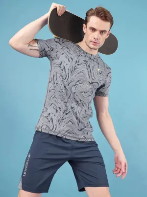 Men Jacquard Slim Fit Crew Neck T-shirt with DOUBLE COOL Relaxed Wear Fit Layering Comfort Wear