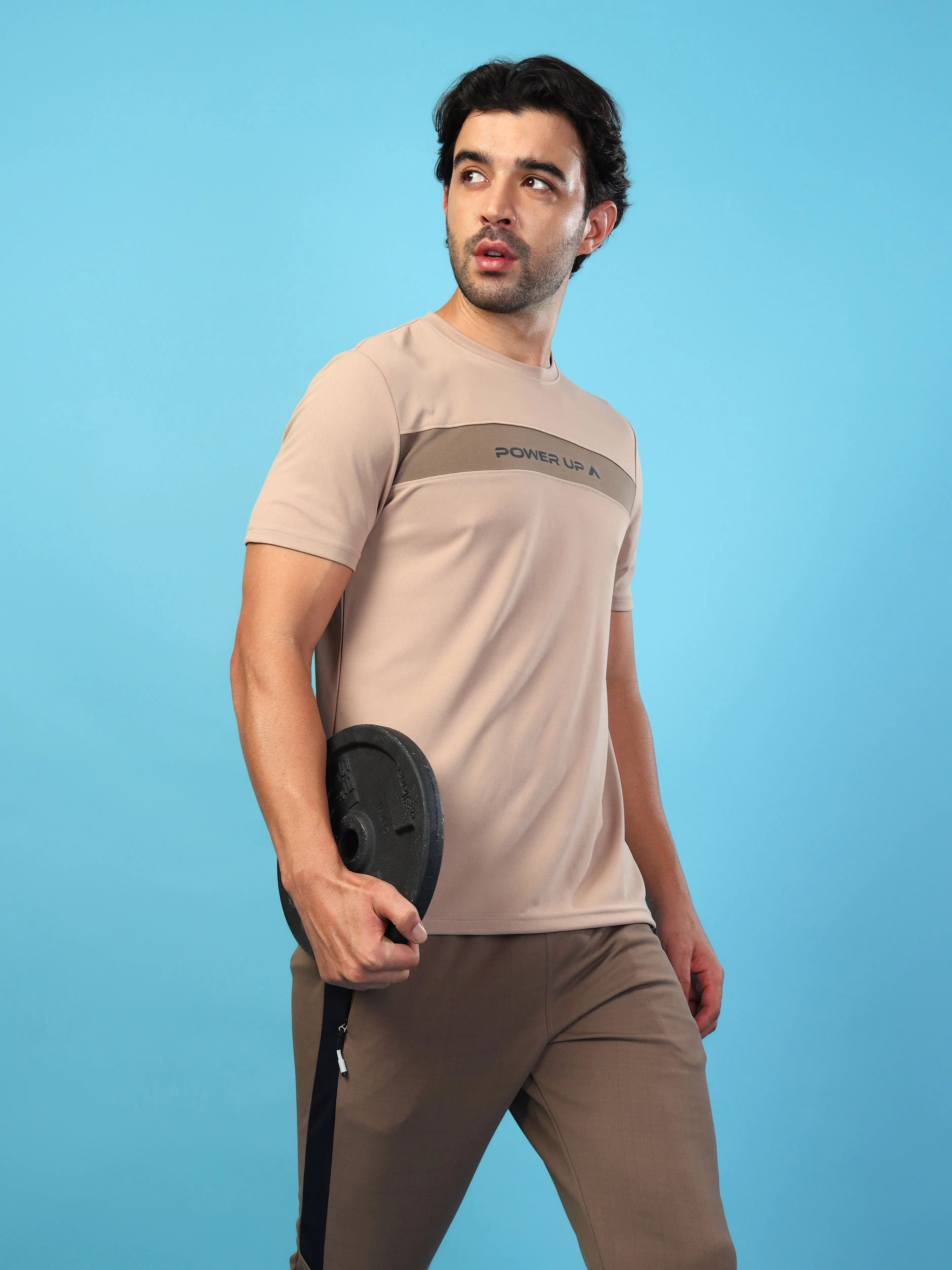 Men Solid Slim Fit Crew Neck T-shirt with TECHNO COOL  Sublimation Printed Collar