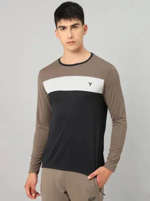 Men Colorblock Slim Fit Crew Neck T-shirt with MATPIQ Hypoallergenic Textile