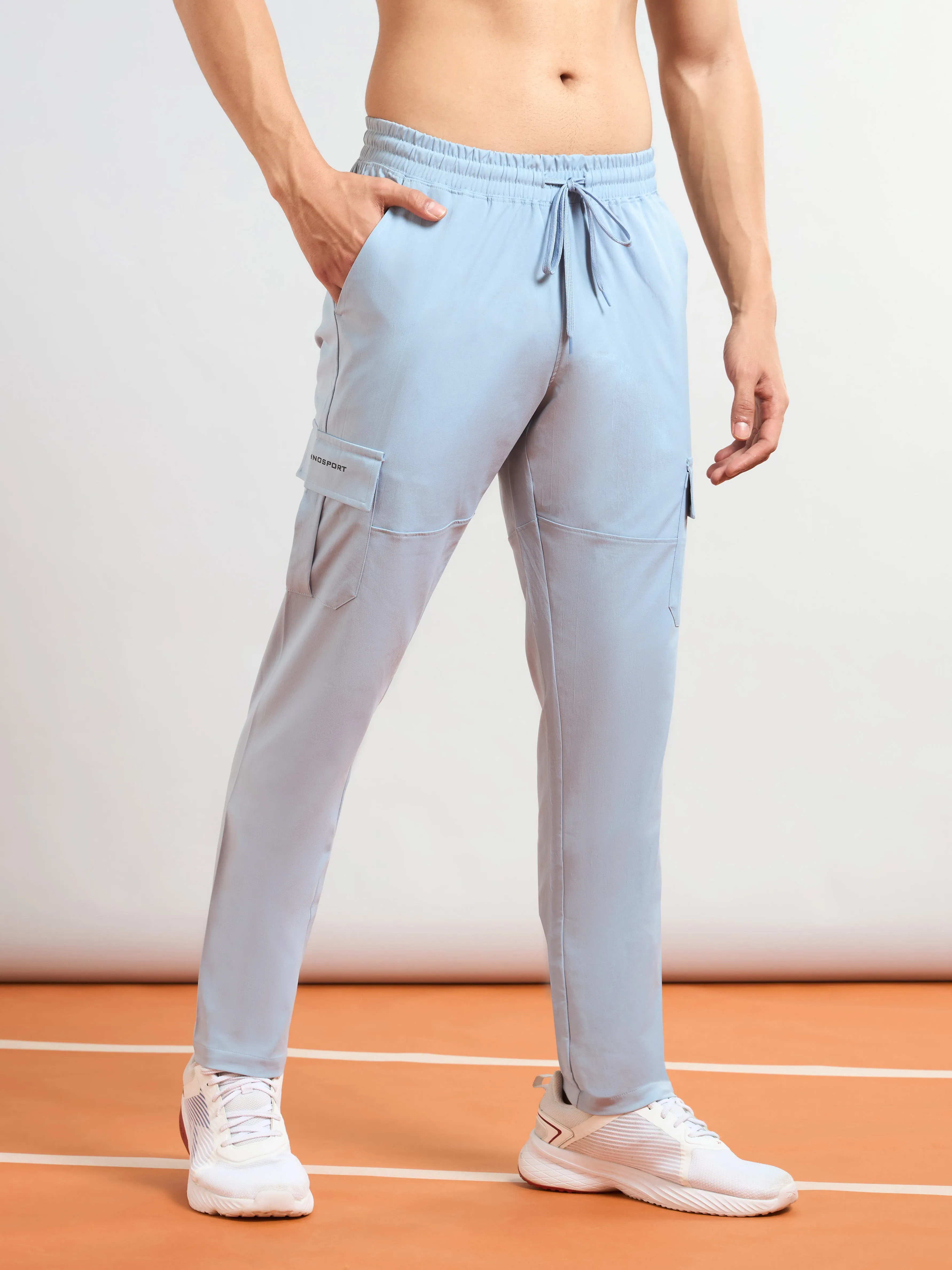 Men Solid Relax Fit Sports Cargo Trackpants with TS FLEXI Comfy Layers