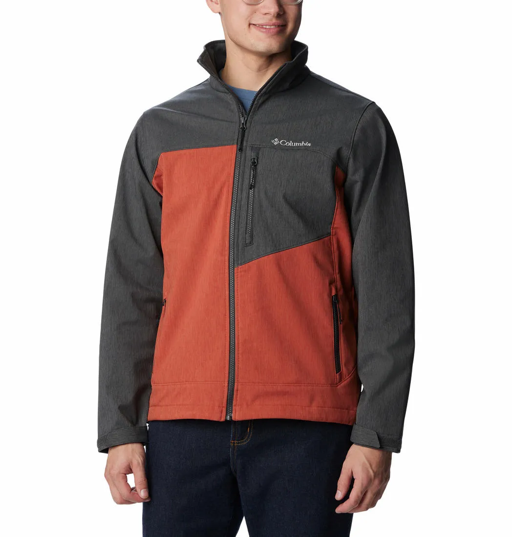 Columbia Men Orange Cruiser Valley Softshell Jacket Abrasion Resistant Fabric
