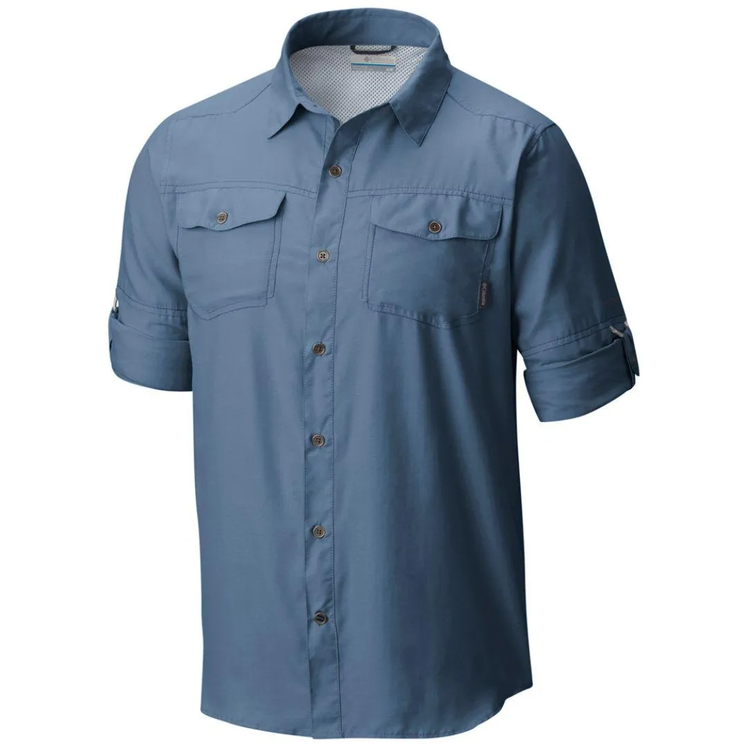 Sheer Glow Columbia Men Blue Pilsner Peak II Long Sleeve Shirt (Sun Protection)