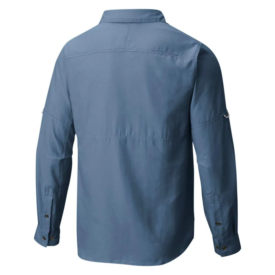 Columbia Men Blue Pilsner Peak II Long Sleeve Shirt (Sun Protection) Lightweight Material AbrasionFree Edging