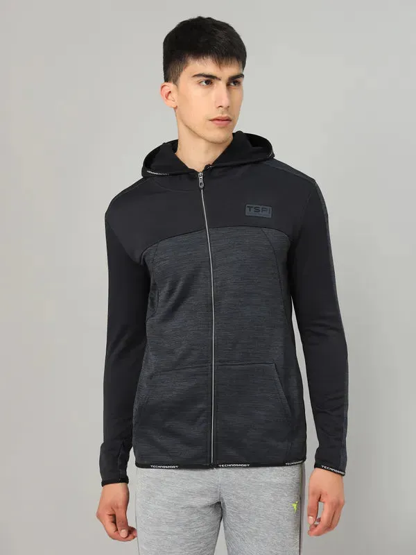 Men Melange Slim Fit Hooded Jacket with TECHNOLITE AntiSnag Threading