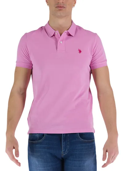U.S. Polo Assn. Polo uomo manica corta King 41029 65079 305 rosa Perfect Layering ShrinkageControl Process