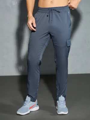 Men Solid Relax Fit Sports Cargo Trackpants with TS FLEXI Layered Ventilation System