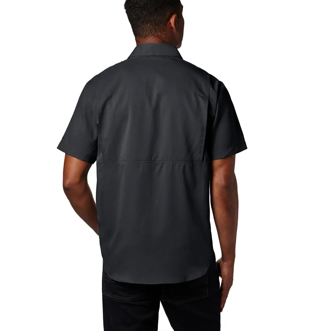 Columbia Men Black Silver Ridge Lite Short Sleeve Shirt (Sun Protection) WaterResistant Coating Denim Cool