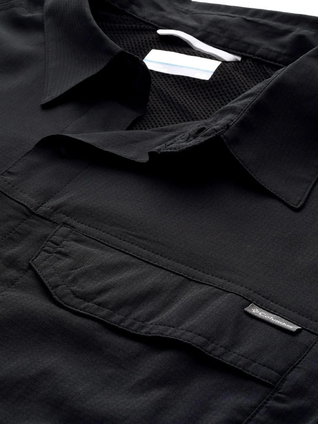 Columbia Men Black Silver Ridge Lite Short Sleeve Shirt (Sun Protection) Warm Base Comfortable fit