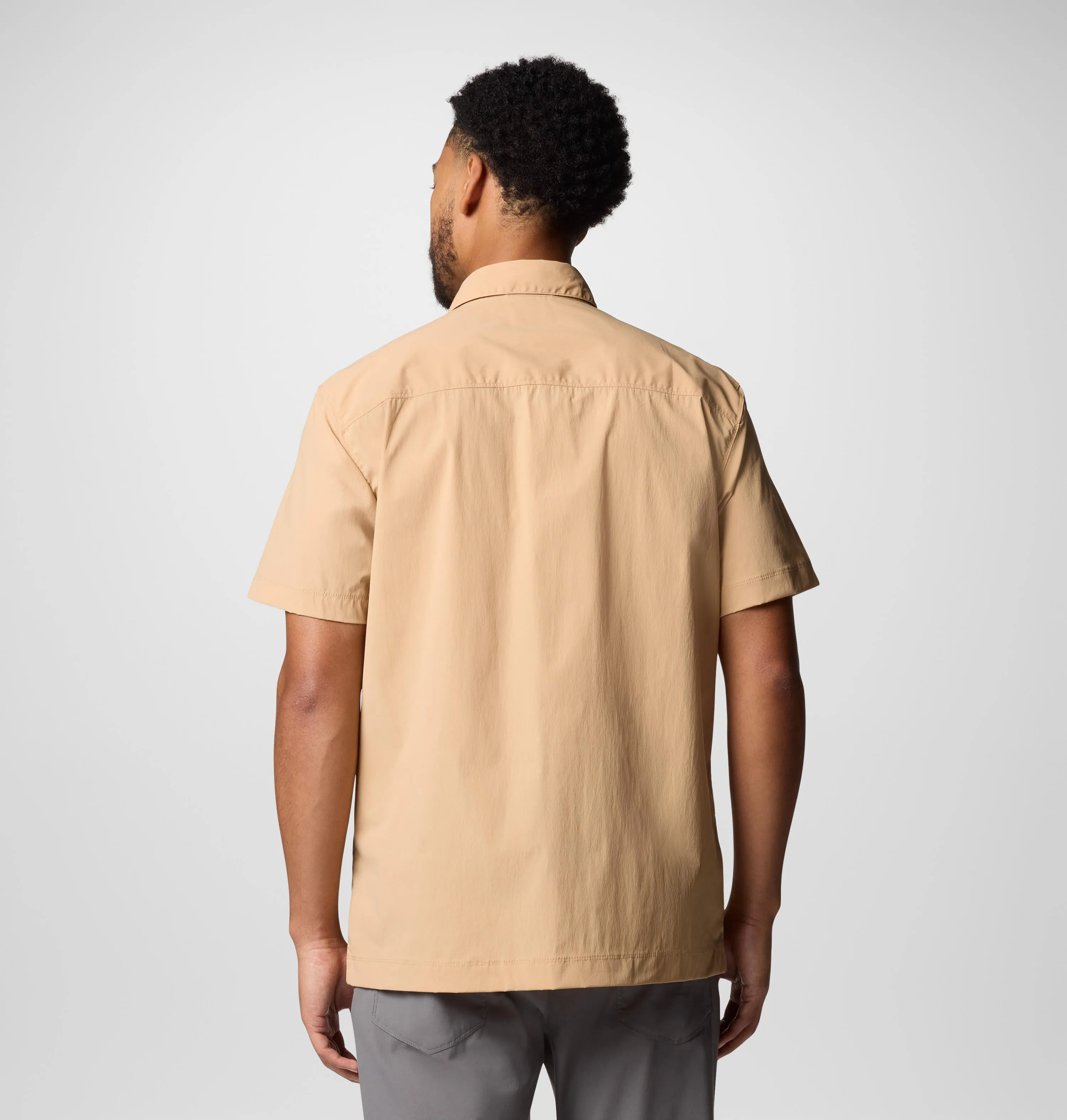 Columbia Men Brown Black Mesa Utility SS Shirt Glitter Glow LayeredPanels
