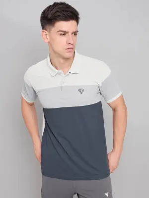 Men Colorblock Slim Fit Polo T-shirt with MATPIQ ShrinkageControl Process