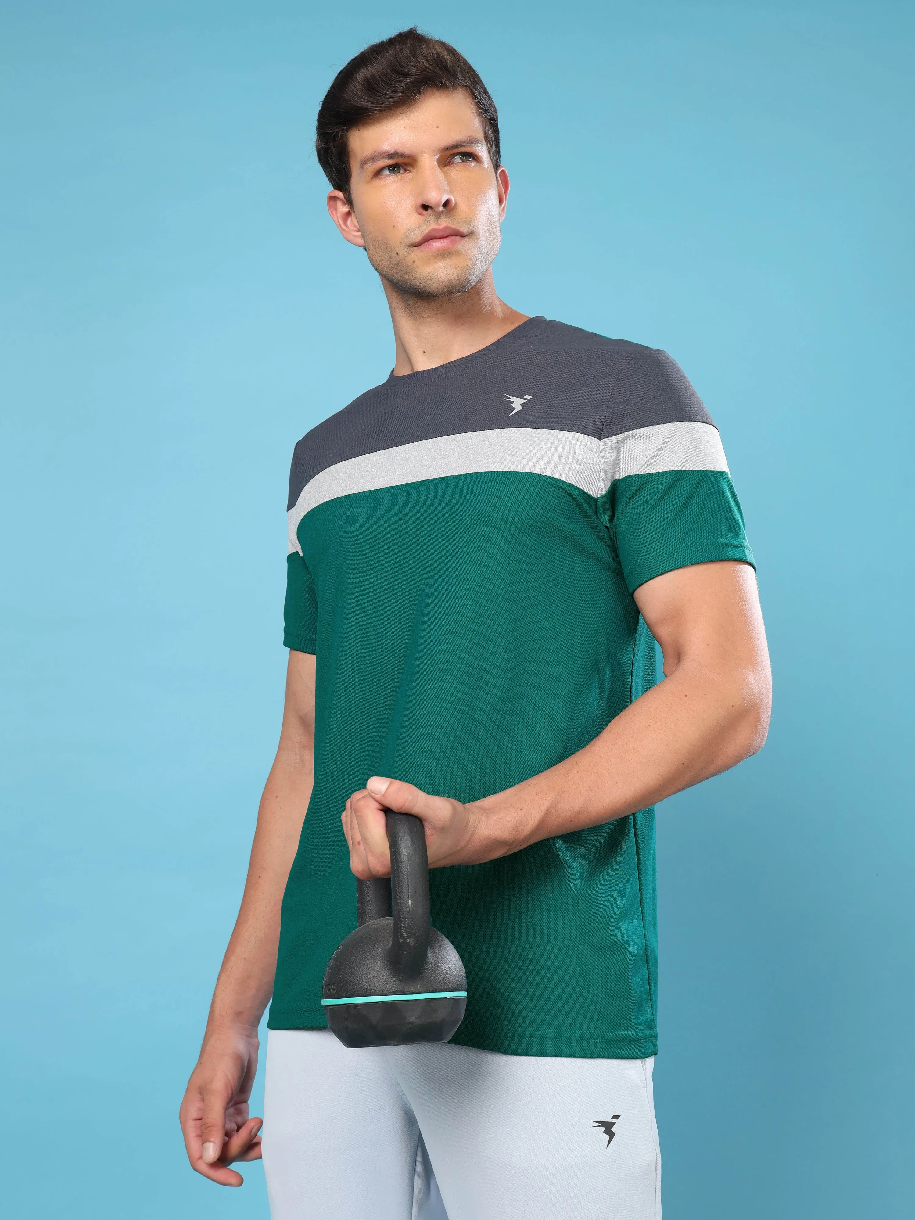 Men Colorblock Slim Fit Crew Neck T-shirt with MATPIQ Cozy Vibe Microfiber Blend
