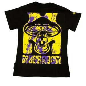 Slim Fit Design Flexible stretch Mushroom T-shirt 19028-01 black