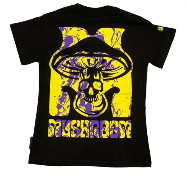 Slim Fit Design Flexible stretch Mushroom T-shirt 19028-01 black