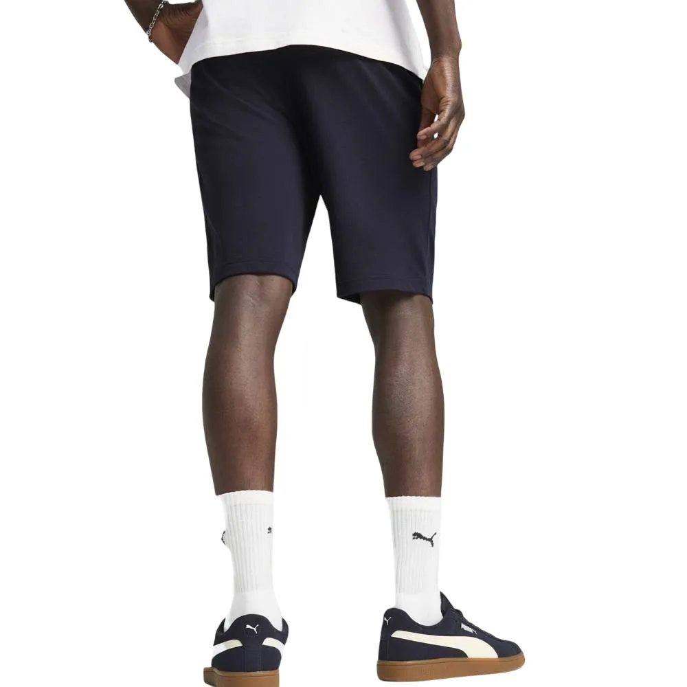 Double Layered Knees Puma Pantaloncino Uomo 682600-16 Blu Cotone Jersey Logo Ricamato