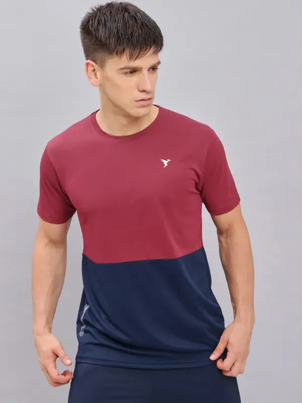 Men Colorblock Slim Fit Crew Neck T-shirt with DOUBLE COOL Sleek Fit Easy Wear Style