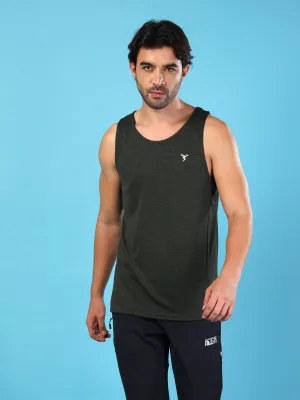 Risk - minimized Men Melange Slim Fit Round Neck Sports Innerwear Vest with DOUBLE COOL