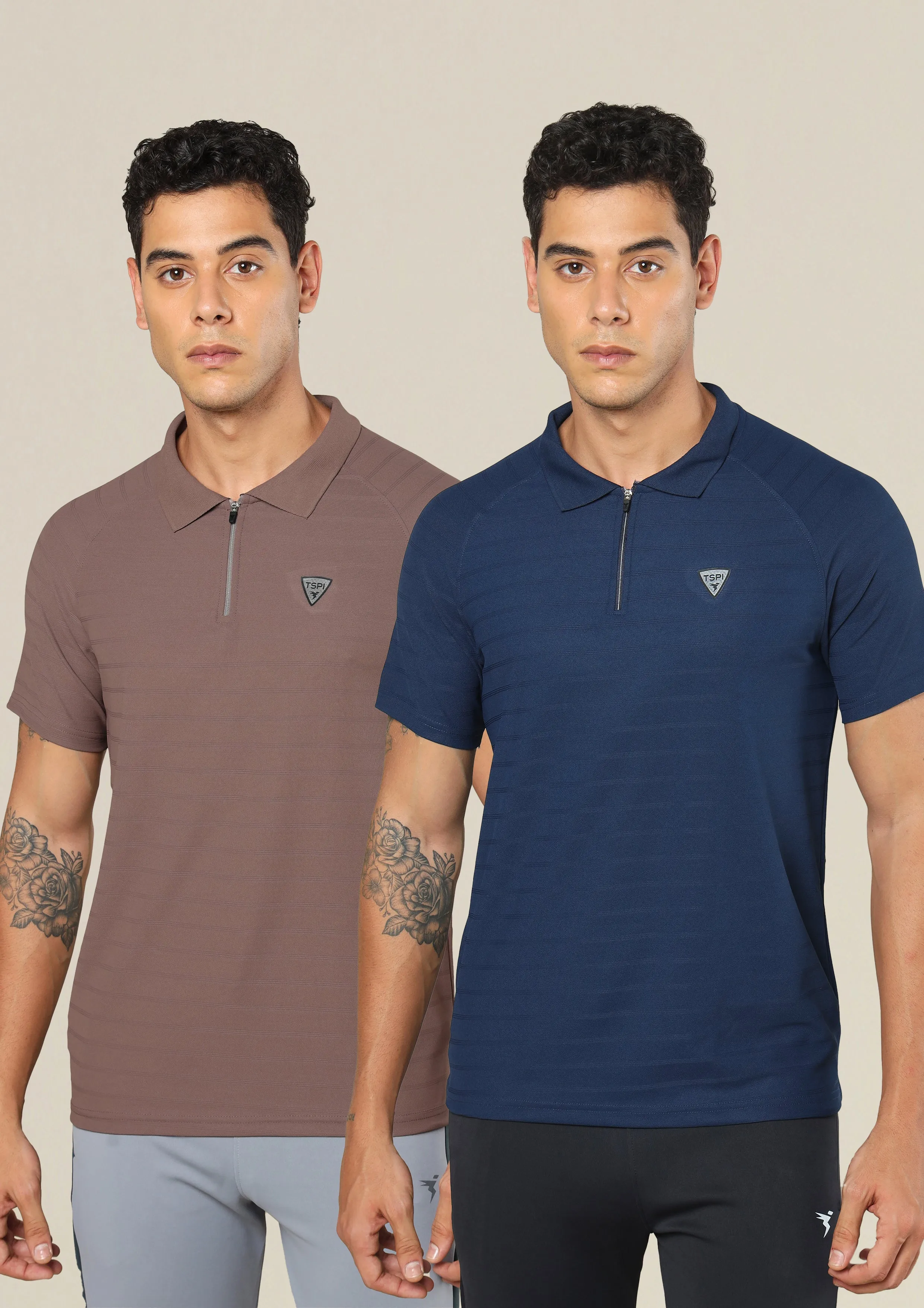 Men Self Design Regular Fit Combo of 2 Polo T-shirt Outdoor Ready Chill Wear