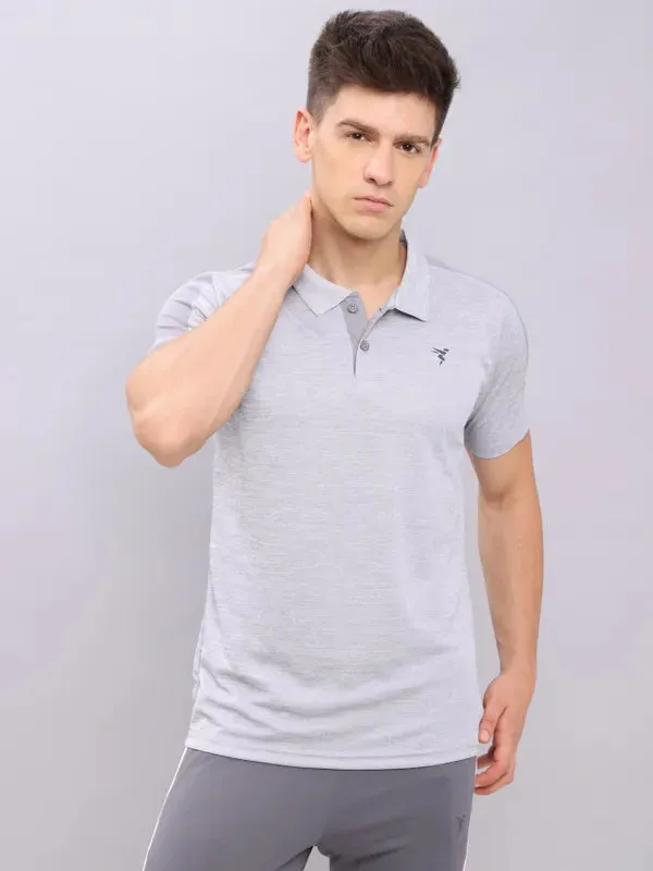 Layering Fashion Men Melange Slim Fit Polo T-shirt with DOUBLE COOL