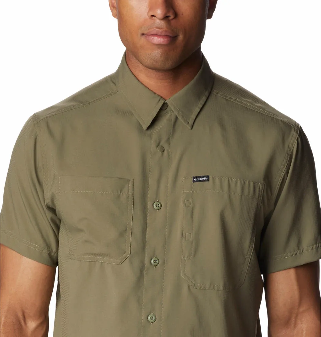 Columbia Men Green Silver Ridge Utility Lite Short Sleeve (Sun Protection) Warm Fit Adjustable Waistbands
