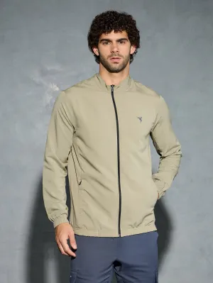 OdorResistantFabric Men Solid Slim Fit Mock Neck Jacket with TECHNOLITE