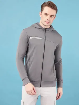 Men Solid Slim Fit Hooded Jacket with TECHNO DRY Eco Core