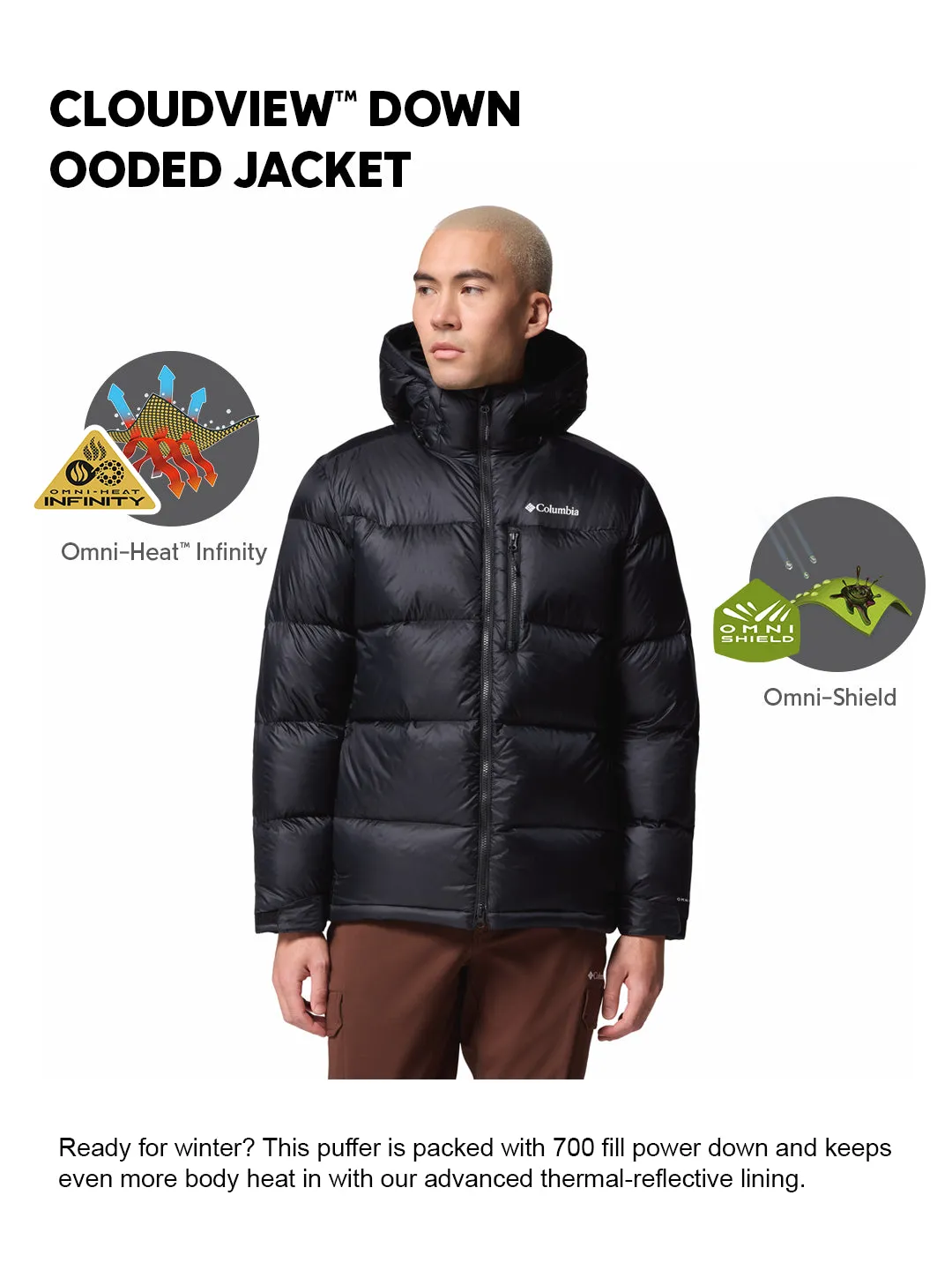 Christmas suitable for beauty pageants Columbia Men Black OmniHeat Infinity Cloudview Down Jacket