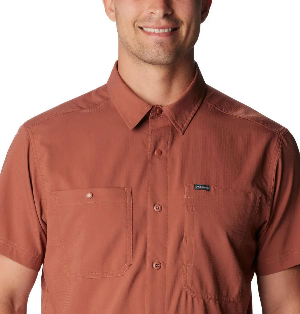 Columbia Men Brown Silver Ridge Utility Lite Short Sleeve (Sun Protection) NoSlipGrip