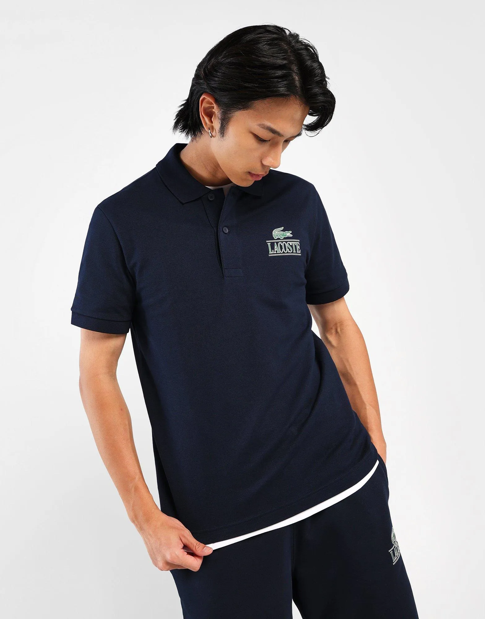 Signature Print Piqu?? Polo Shirt Stain Resistant Office Attire