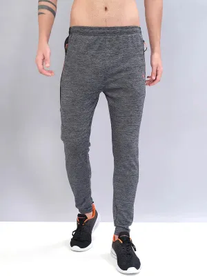 Men Melange Slim Fit Trackpants with TECHNO DRY Firm Grip Sweat Resistant