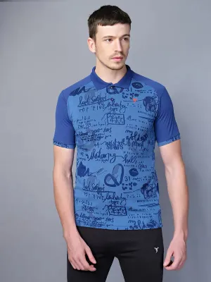 Versatile Comfort Outdoor Style Men Printed Slim Fit Polo T-shirt with DOUBLE COOL