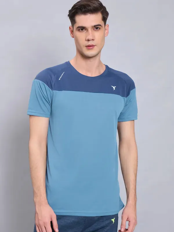 Men Colorblock Slim Fit Crew Neck T-shirt with TECHNO COOL  Travel Comfort Style