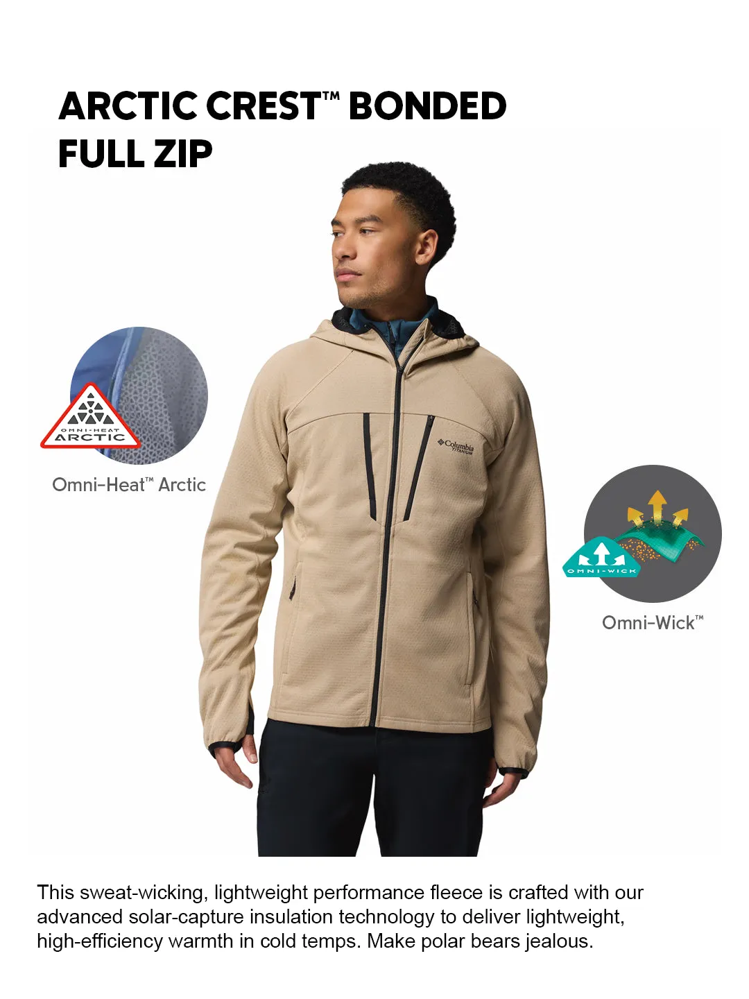 Columbia Men Brown OmniHeat Arctic Bonded Fleece Jacket Active Gear Work Layers