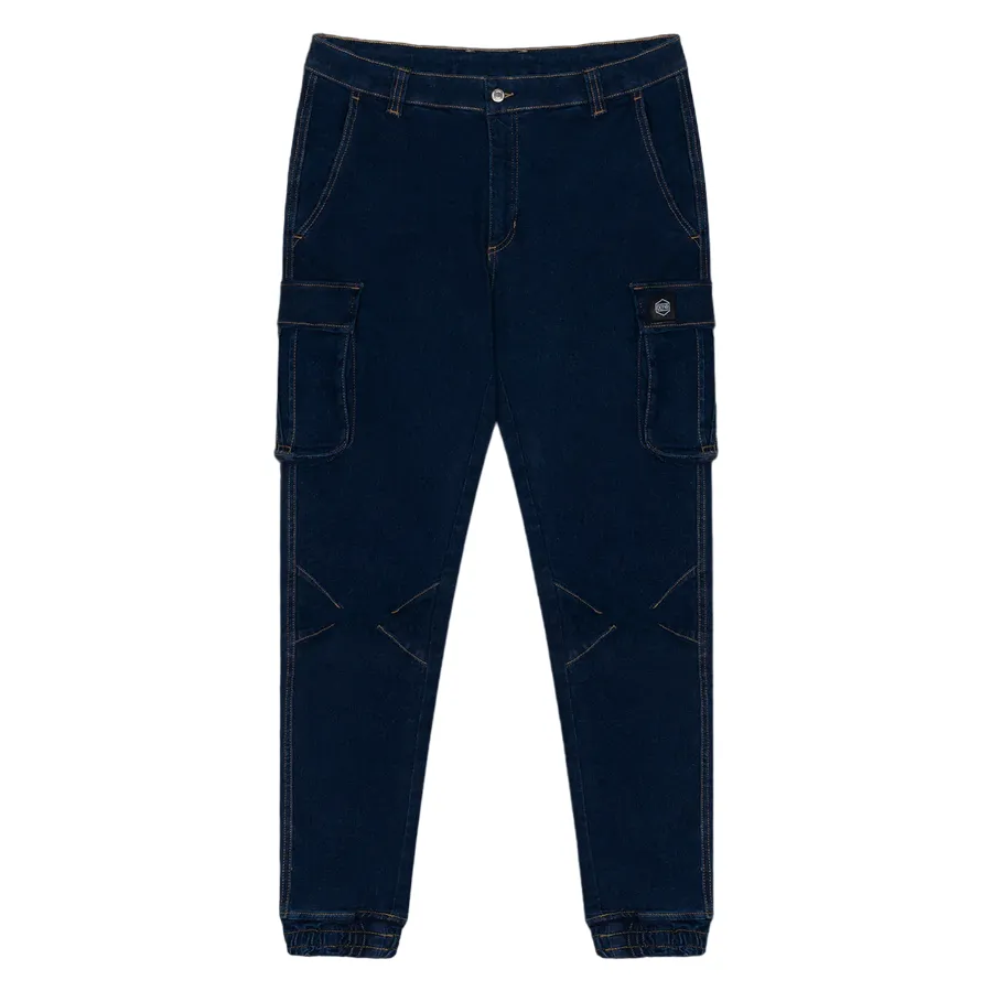 Odor Control Treatment Dolly Noire Pantalone Denim Cargo Long pa903-pd-01 blu