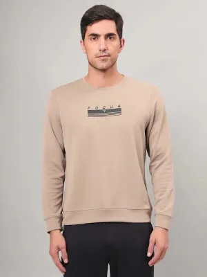 Light Color Comfy Layer Men Printed Slim Fit Crew Neck Sweatshirt with ELASTO PLUS
