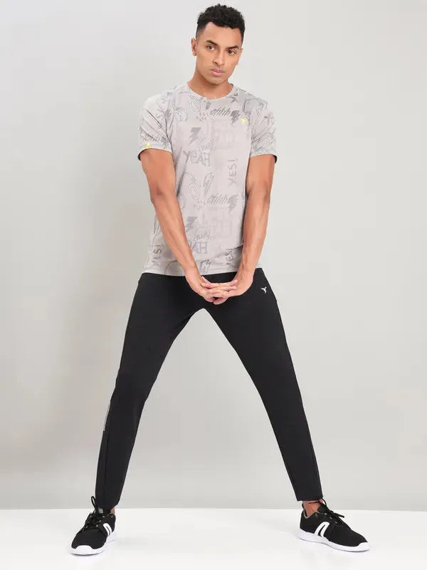 Men Jacquard Slim Fit Crew Neck T-shirt with DOUBLE COOL Breathable Cotton Fabric