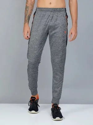 Anti RideUpSilhouette Vented Leg Openings Men Melange Slim Fit Trackpants with TECHNO DRY